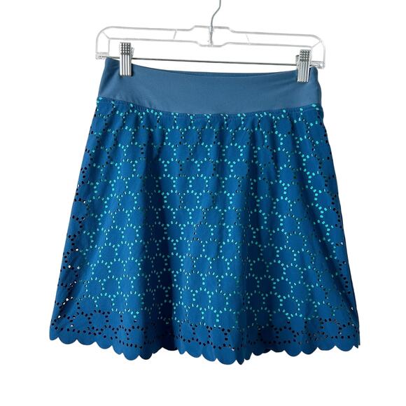 Title Nine Laser Cut Scalloped Hem Skort XS Blue Turquoise Activewear - Picture 2 of 9